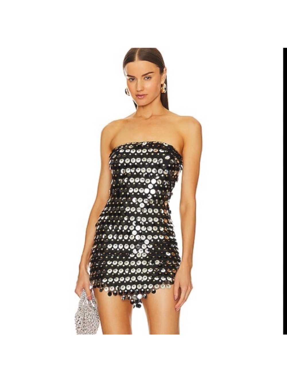 Strapless Black Sequin Mini Dress